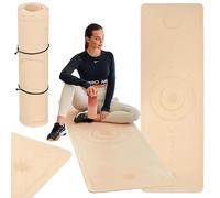 TREXO Esterilla de yoga en color marrón claro, 183 x 61 cm y 6 mm de grosor, esterilla de yoga de TPE ecológico con superficie antideslizante, fuerte agarre en el suelo, resistente a los daños, ligera