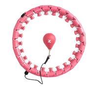 TREXO Hula Hoop con Peso y palitos de Masaje en Rosa, 100 cm de diámetro de ABS y PVC. Tamaño Ajustable Adelgazar la Cintura. Apreta el Abdomen