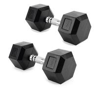 TREXO Juego de 2 mancuernas hexagonales de 10 kg, hierro fundido de goma duradera, para entrenamiento de fuerza en casa, con mango ergonómico, juego de mancuernas para mujeres y hombres