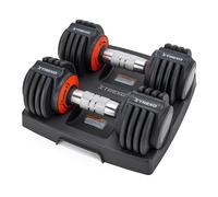 TREXO Juego de mancuernas ajustables, 2 x 5,75 kg, de acero con mango antideslizante, ideal para el entrenamiento de fuerza en casa y en el gimnasio, mancuernas cortas con base estable