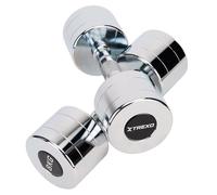 TREXO Juego de mancuernas cromadas de 2 x 8 kg, juego de mancuernas de acero con mango antideslizante, ideal para entrenamiento de fuerza, resistencia y funcionamiento, perfecto para casa y el