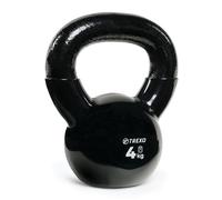 TREXO Kettlebell de Hierro Fundido de 4 kg con Recubrimiento de Vinilo para Gimnasio en Casa y en el Gym Pesas Rusas para Abdominales Entrenamiento Profesional Color Negro VKB04