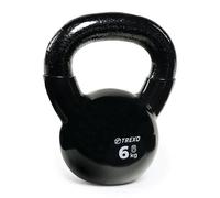 TREXO Kettlebell de Hierro Fundido de 6 kg con Recubrimiento de Vinilo para Gimnasio en Casa y en el Gym Pesas Rusas para Abdominales Entrenamiento Profesional Color Negro VKB06