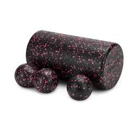 TREXO - Kit de masaje pequeño de espuma EPP (dureza media, incluye rodillo de masaje 30 x 15 cm, bola doble, 8 x 16 cm, bola de 8 cm, superficie lisa, ideal para masaje muscular