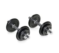 TREXO Kit Mancuernas con Barra Pesas Peso Total de 20kg Set de 8 Discos Pesas de Hierro Recubiertos de Goma de Gimnasio en casa Juego de Pesas y Mancuernas DK20