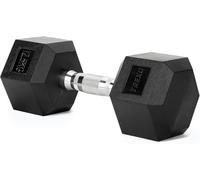 TREXO Mancuerna de 12,5 kg Hexagonal Duradera de Hierro Fundido con Revestimiento de Goma para Entrenamiento de Fuerza en Casa con Mango Ergonómico Mancuerna Estable y Versátil Hex