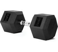 TREXO Mancuerna de 32,5 kg Hexagonal Duradera de Hierro Fundido con Revestimiento de Goma para Entrenamiento de Fuerza en Casa con Mango Ergonómico Mancuerna Estable y Versátil Hex
