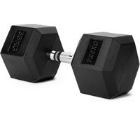 TREXO Mancuerna de 35 kg Hexagonal Duradera de Hierro Fundido con Revestimiento de Goma para Entrenamiento de Fuerza en Casa con Mango Ergonómico Mancuerna Estable y Versátil Hex