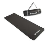 TREXO NBR - Alfombrilla de ejercicio en color negro, 183 x 61 cm, material de excepcional durabilidad y flexibilidad, 15 mm de grosor con textura antideslizante, completa con correa, ideal para el