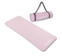 TREXO NBR - Alfombrilla de ejercicio en color rosa claro, 183 x 61 cm, material de excepcional durabilidad y flexibilidad, 15 mm de grosor con textura antideslizante, completa con correa de transporte