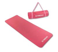 TREXO NBR - Colchoneta de ejercicio en color rosa, 183 x 61 cm, material de excepcional durabilidad y flexibilidad, 15 mm de grosor con textura antideslizante, completa con correa, ideal para el