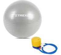 TREXO Pelota de Gimnasia con un diámetro de 75 cm en Color Gris, Juego de Pelota de Fitness con Bomba Fabricada en PVC, Ligera y Estable, Ofrece un Buen Agarre, Ideal para Fitness, Pilates