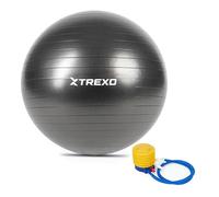 TREXO Pelota de Gimnasia con un diámetro de 75 cm en Color Negro, Juego de Pelota de Fitness con Bomba Fabricada en PVC, Ligera y Estable, Ofrece un Buen Agarre, Ideal para Fitness, Pilates