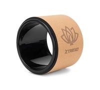 TREXO Rueda de yoga de corcho natural con un diámetro de 16 cm y una anchura de 13 cm en color marrón de corcho 100% ecológico, perfecta para estirar, cómoda gracias al acolchado de espuma, rueda de