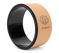 TREXO Rueda de yoga de corcho natural con un diámetro de 26 cm y una anchura de 13 cm en color marrón de corcho 100% ecológico, perfecta para estirar, cómoda gracias al acolchado de espuma, rueda de