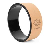 TREXO Rueda de yoga de corcho natural con un diámetro de 32 cm y una anchura de 13 cm en color marrón de corcho 100% ecológico, perfecta para estirar, cómoda gracias al acolchado de espuma, rueda de