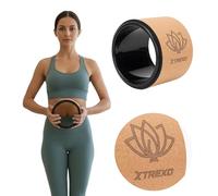 TREXO Rueda de yoga de corcho natural con un diámetro de 32 cm y una anchura de 13 cm en color marrón de corcho 100% ecológico, perfecta para estirar, cómoda gracias al acolchado de espuma, rueda de