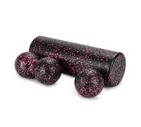 TREXO Set grande para masaje de color rosa de espuma EPP Set Incluye rodillo de masaje 45x15 cm Bola doble de 12 cm y bola de 12 cm Superficie lisa Ideal para masajear los músculos