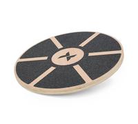 TREXO Tabla de equilibrio en color marrón negro, 8 cm de alto y 38 cm de diámetro, entrenador de equilibrio, soporta hasta 120 kg, superficie antideslizante de madera y ABS