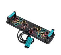 TREXO Tabla de flexiones multifuncional en color negro con código de colores, dispositivo de fitness de ABS y TP Comapect 66 x 20 x 2 cm, versátil entrenamiento de fuerza, asas antideslizantes