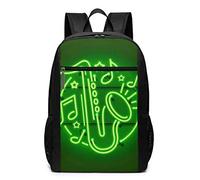 TRFashion Mochila Neon Label Music Jazz Banner Fashion Student Outdoor Backpack 17in Teens Bookbags Travel Laptop College Business Daypack Schoolbag Book Bag For Men Women Black