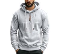TRFIC Sudadera informal de manga larga con cremallera de un cuarto para hombre, con cordón, a la moda, Gris-1, Small