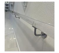 TRFVDVERD Kit de pasamanos de Escalera de acrílico Transparente Personalizado, de 50 a 6 m, Antideslizante, for Uso en Interiores y Exteriores.(Silver Brackets,130cm(4.2ft))