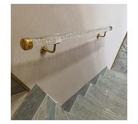 TRFVDVERD Pasamanos de Escalera Ajustable de acrílico Transparente - Barandilla de Seguridad for Pared de 50 a 6 m con Elegantes Soportes Plateados y Dorados(Gold Bracket,150cm(5ft))
