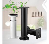 TRFVDVERD Patas de Metal Ajustables for Muebles: Patas de Soporte de Cama de Altura Ajustable de 8 a 25 cm for escritorios, sillas, tocadores y más.(Black,25cm/9.84inch)