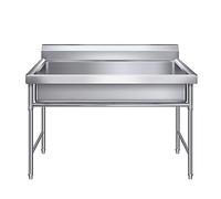 TRGCJGH Fregadero de cocina de acero inoxidable, Fregadero Industriales Independiente con Grifo, Fregadero Exterior Jardin (47.2X23.6X31.4inch/120X60X80cm)