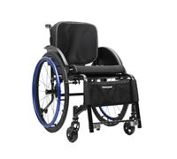 TRGCJGH Silla de ruedas autopropulsable para deportes, Silla de ruedas de traslado, Ligera, aluminio, Freno de mano, Ligera(Blue,45cm Seat Width)