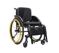 TRGCJGH Silla de ruedas autopropulsable para deportes, Silla de ruedas de traslado, Ligera, aluminio, Freno de mano, Ligera(Gold,45cm Seat Width)