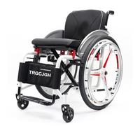 TRGCJGH Silla de ruedas de aluminio, Plegable, Autopropulsable, para minusválidos, deportiva, Ligero, Transporte, Frenos de mano(16.5" Seat Width,White)