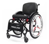 TRGCJGH Silla de ruedas de aluminio, Plegable, Autopropulsable, para minusválidos, deportiva, Ligero, Transporte, Frenos de mano(16.5" Seat Width,Black)