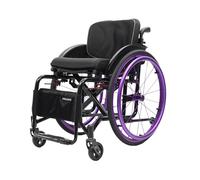 TRGCJGH Silla de ruedas plegable para traslado, Aluminio, Ultraligera, para minusválidos, manual, Reposapiés abatibles，de viaje，portátil(Purple,16.5in Seat Width)