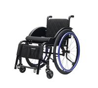 TRGCJGH Silla de Ruedas Ultra-ligera de aluminio, de tránsito, Frenos de acompañante, para minusválidos, de Viaje, para minusválidos(Blue,14.9in Seat Width)