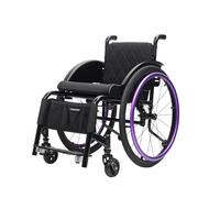 TRGCJGH Silla de Ruedas Ultra-ligera de aluminio, de tránsito, Frenos de acompañante, para minusválidos, de Viaje, para minusválidos(Purple,14.9in Seat Width)