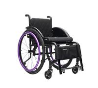 TRGCJGH Silla de Ruedas Ultraligera de Aluminio, de tránsito, Ligera, Autopropulsable, Frenos manuales, Antivuelco(Purple,14.9in Seat Width)