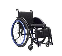 TRGCJGH Silla de Ruedas Ultraligera de Aluminio, de tránsito, Ligera, Autopropulsable, Frenos manuales, Antivuelco(Blue,14.9in Seat Width)