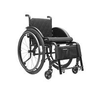 TRGCJGH Silla de Ruedas Ultraligera de Aluminio, de tránsito, Ligera, Autopropulsable, Frenos manuales, Antivuelco(Black,14.9in Seat Width)