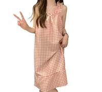 TRgqify-KM Camisón de Tono Neutro for Mujer, versátil, sin Mangas, Suave y elástico, for Estar en casa, Transpirable, Ideal for Yoga, Lectura y Comodidad en Todas Las Estaciones.(Pink8710-5_XXL)