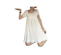 TRgqify-KM Camisón de Tono Neutro for Mujer, versátil, sin Mangas, Suave y elástico, for Estar en casa, Transpirable, Ideal for Yoga, Lectura y Comodidad en Todas Las Estaciones.(Nighty009-White_M)