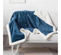TRgqify-KM Manta Polar de Franela Sherpa Buenas Noches, Suave y Ligera, for Cama, acogedora y esponjosa, for Invierno.(Blue,100X150cm)