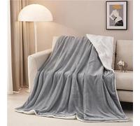 TRgqify-KM Manta Polar de Franela Sherpa Buenas Noches, Suave y Ligera, for Cama, acogedora y esponjosa, for Invierno.(Gray,100x150cm)
