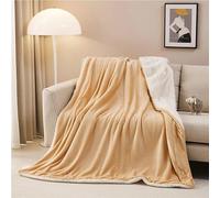 TRgqify-KM Manta Polar de Franela Sherpa Buenas Noches, Suave y Ligera, for Cama, acogedora y esponjosa, for Invierno.(Yellow,100x150cm)