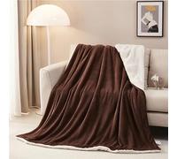 TRgqify-KM Manta Polar de Franela Sherpa Buenas Noches, Suave y Ligera, for Cama, acogedora y esponjosa, for Invierno.(Brown,70x100cm)