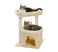TRgqify-KM Multi-Level Cat Tower For Small To Medium Cats Durable and Sturdy Design Multiple Platforms and Scratching Posts Easy To Assemble Soft Plush Bedding Ideal For Climbing and Playing(Beige)