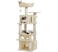 TRgqify-KM Multi-Level Cat Tower For Small To Medium Cats Durable and Sturdy Design Multiple Platforms and Scratching Posts Easy To Assemble Soft Plush Bedding Ideal For Climbing and Playing(Beige)