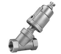 TRGYJGKF 1/4" 3/8" 1/2" 3/4" 1" BSPT Female Thread Y-Shaped 304 Stainless Steel Pneumatic Actuated Angle Seat Valve(1",BSPT_Plastic Head)
