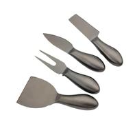 TRGYJGKF Juego de cuchillos negros mate, cubiertos for queso, cortador acero inoxidable, mango mini, cuchillo, for mantequilla, espátula, tenedor(Chocolate)